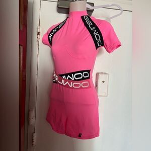 Gsuwoo romper big logo jumpsuit shorts catsuit bandage onepiece short sleeve